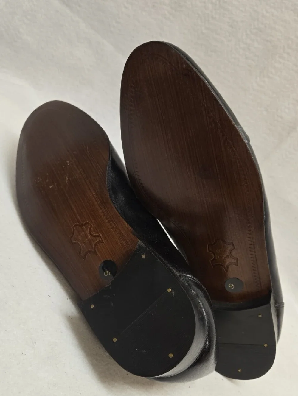 Hydepark Men's Black Leather Slip-On Dress Shoes 9.5 - Picture 7 of 10